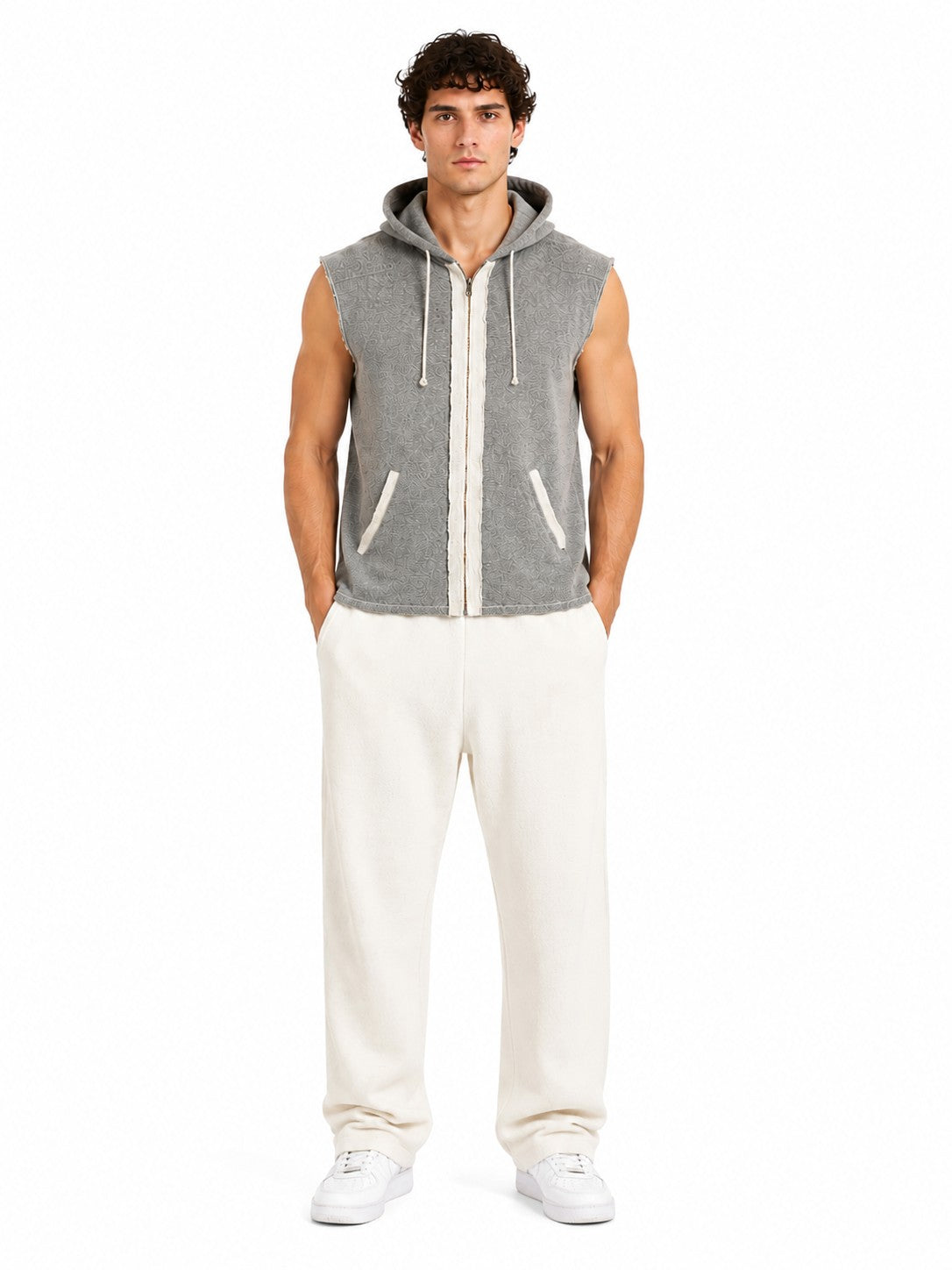 Absolut Joy Men's Hooded Zip-Up Gilet – Grey XL – Brand Xchange